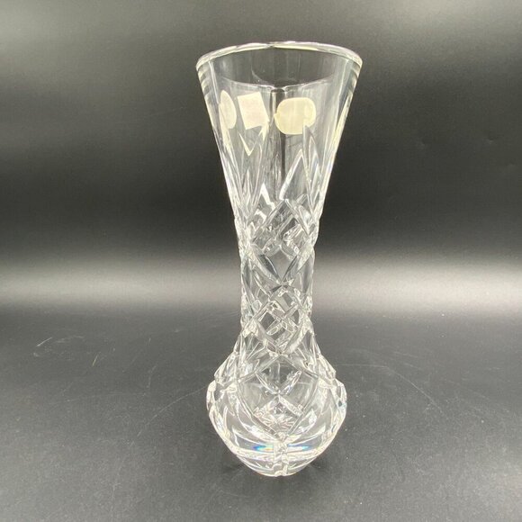 Vintage Bohemia Czech Republic Jihlava Lead Crystal Hand Cut Vase 8" Tall - Picture 6 of 8